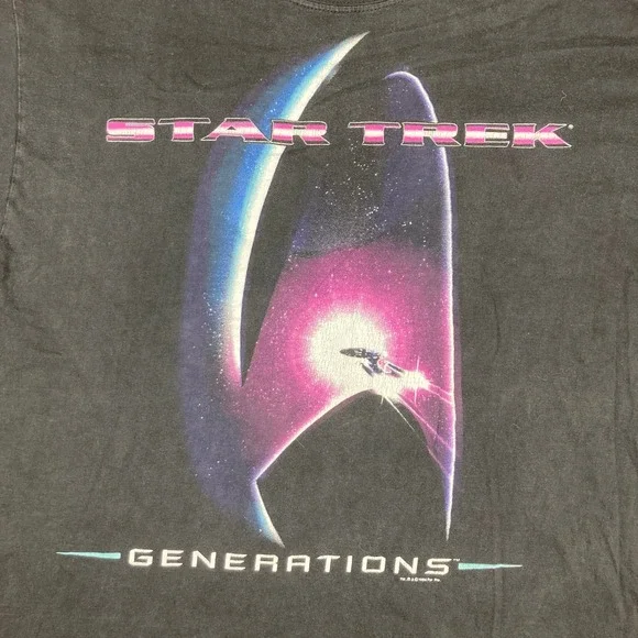 Vintage Star Trek Generations Shirt Mens M Black 1994 Movie Promo Logo 90s Tee